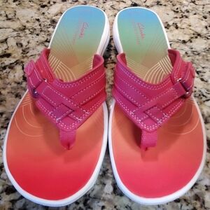 Clarks Women's Pink and Orange Sandals Size 8 NWOT